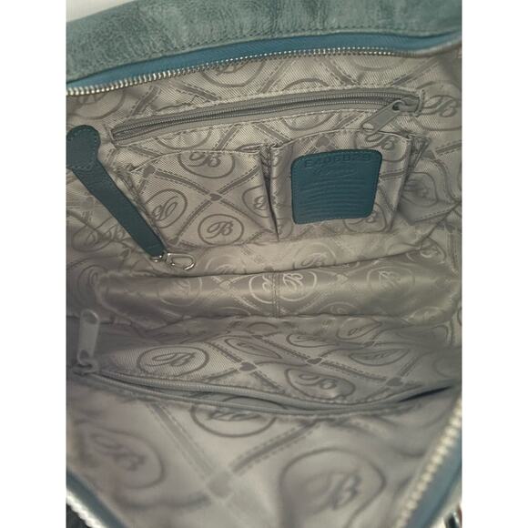 Brighton Hobo Handbag Bag Purse Braided Handle Silver Grommets Blue Turquoise - Picture 5 of 13